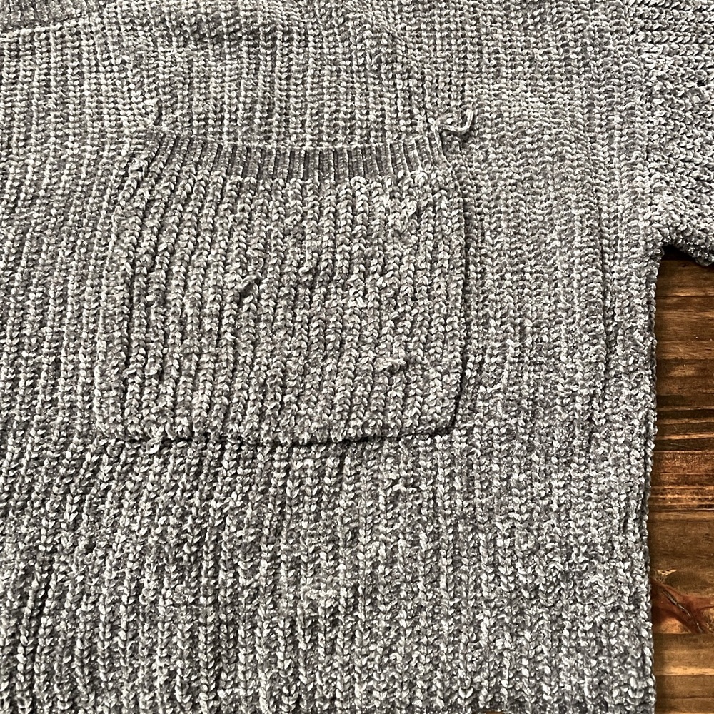Grey velour knit sweater size medium